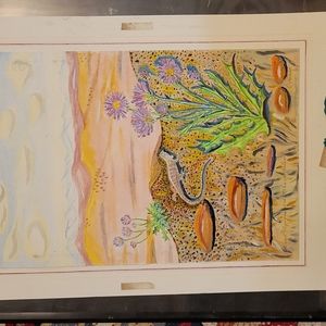 Original Painting of Desert Iguana & Mojave Aster by Ovando Cowles